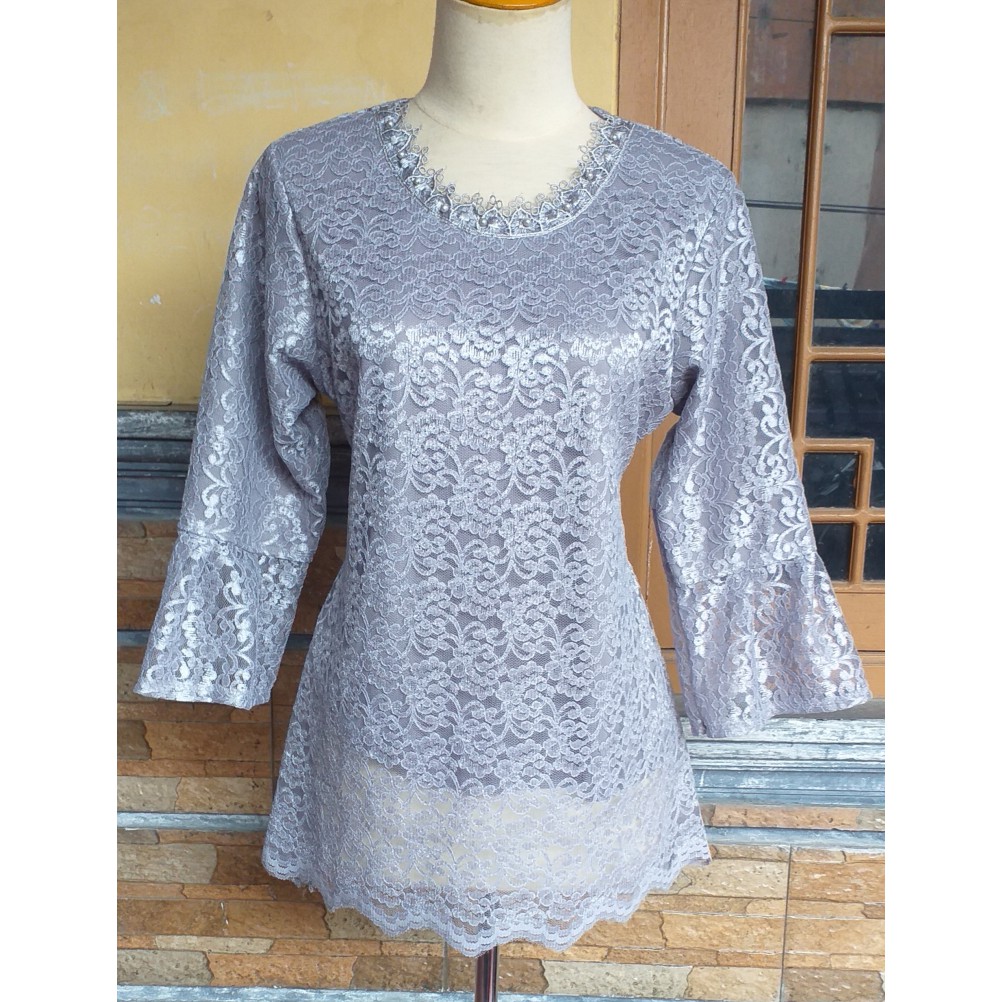 Atasan brukat by Aushia || Atasan Brokat modern || Blus Brokat simple-6