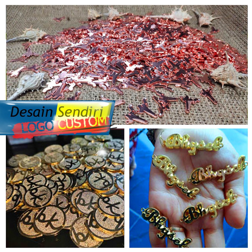 LABEL HIJAB PLAT BENTUK INISIAL & HURUF DESAIN SENDIRI UNTUK AKSESORIS HIJAB & KERUDUNG