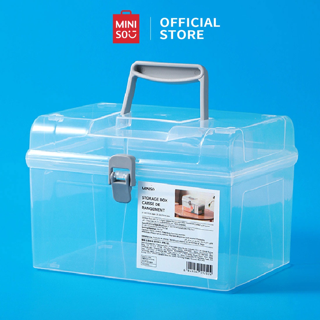 MINISO Kotak Penyimpanan Penutup Tangan Transparan Storage Box Penyimpanan Dengan Tutup [SBS]