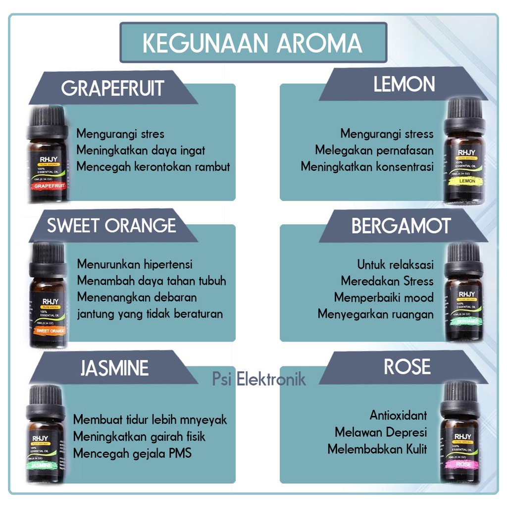 ESSENTIAL OIL AROMATERAPI  HUMIDIFIER VARIAN PAKET OIL BASE MINYAK DIFFUSER ORIGINAL IMPORT MURAH