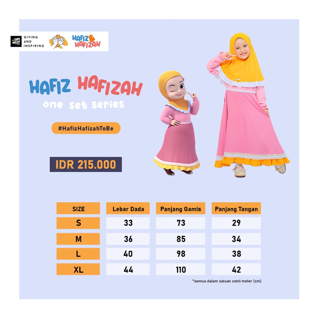 AMMARKIDS HAFIZ HAFIZAH Baju Couple Anak Laki Laki dan Perempuan Setelan Gamis dan Kemeja Koko