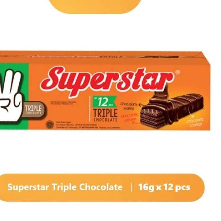 

✨MEGA ⚡ALE✨ Wafer Superstar Triple Chocolate Coklat [16 g/ 12 pcs/Box] produck terlaris