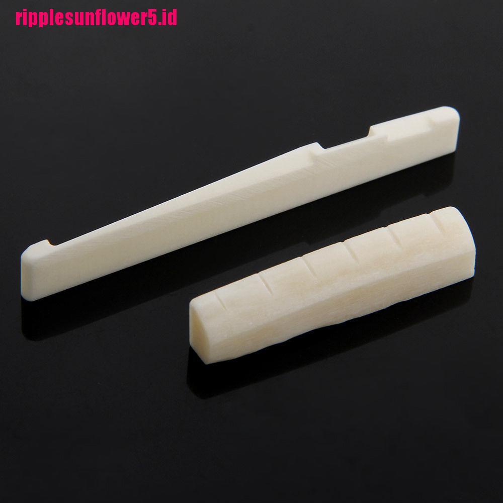 Ivory Bone Bridge Saddle Dan Slotted Nut Untuk 6 Senar Akustik