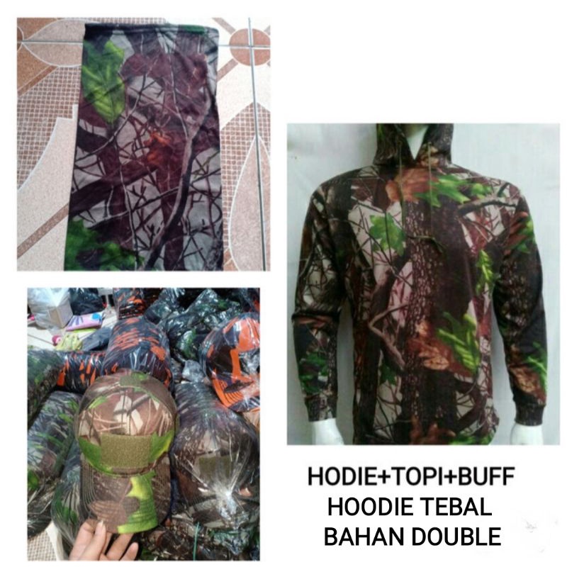 Hoodie Topi Camo Seragam Set Hunting