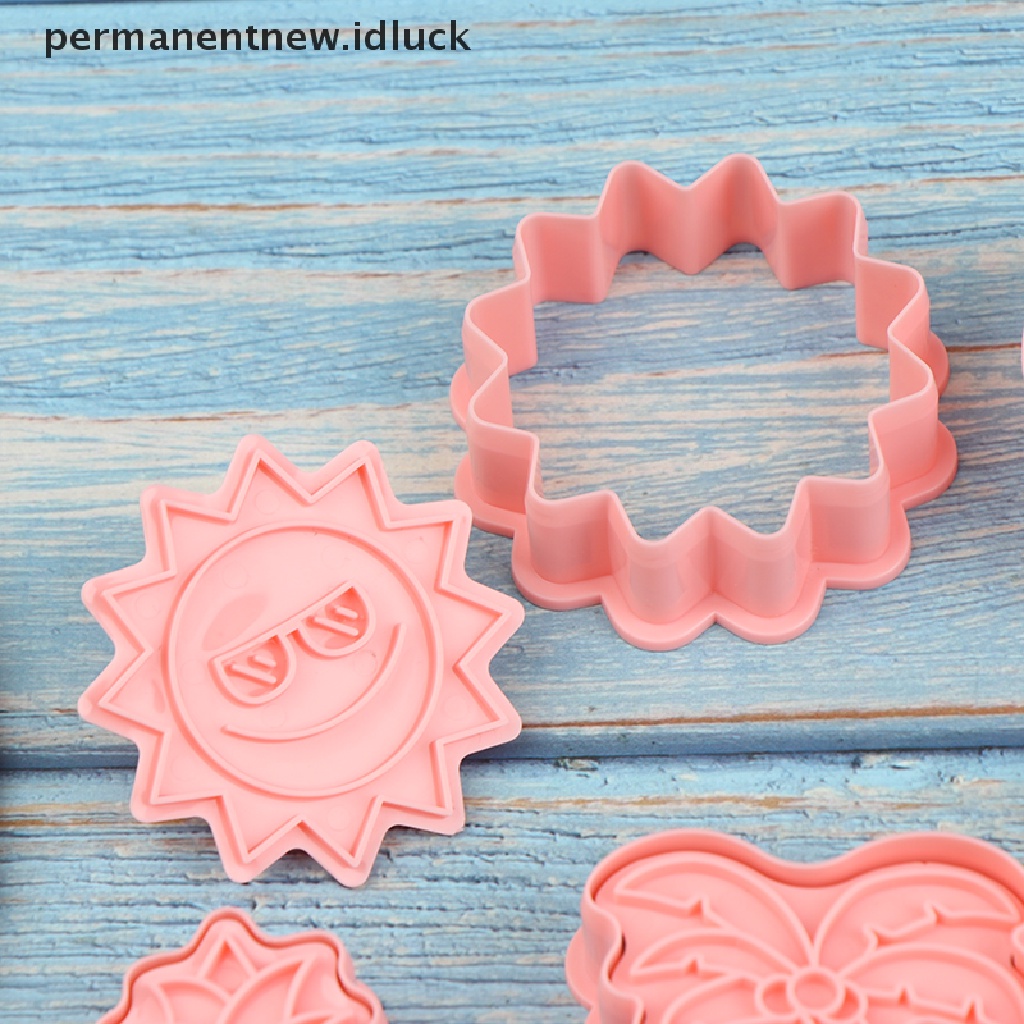 8 Pcs Cetakan Pemotong Kue Kering Biskuit Model Timbul 3D Gaya Hawaii