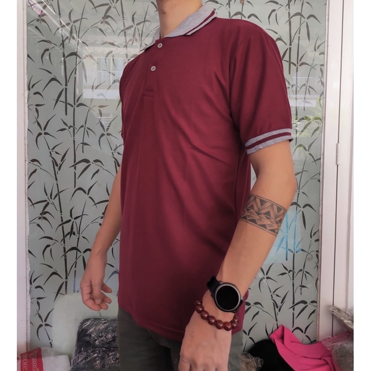 kaos polo kerah Pendek Dewasa M,L,XL,XXL / T-shirt / Pakain Pria / Kaos kerah / Polo Tshirt-Maroon