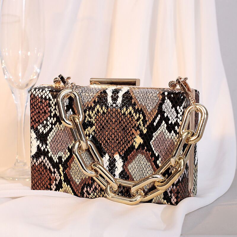 GI 12105 RISCE TAS CLUTCH PESTA MOTIF KULIT ULAR IMPORT WANITA CEWEK PEREMPUAN JAKARTA BATAM MEWAH ELEGANT JT