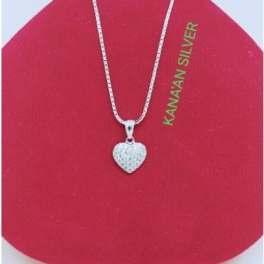 Kalung perak asli italy santa+liontin love dewasa mata putih full Silver 925 lapisan mas putih murni