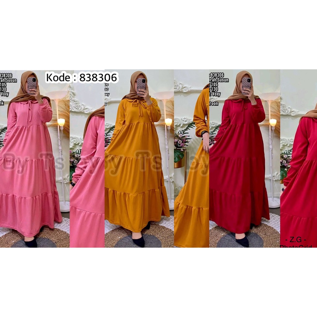 GAMIS KERAH SUSUN POLOS DRESS WANITA GAMIS MURAH FASHION WANITA