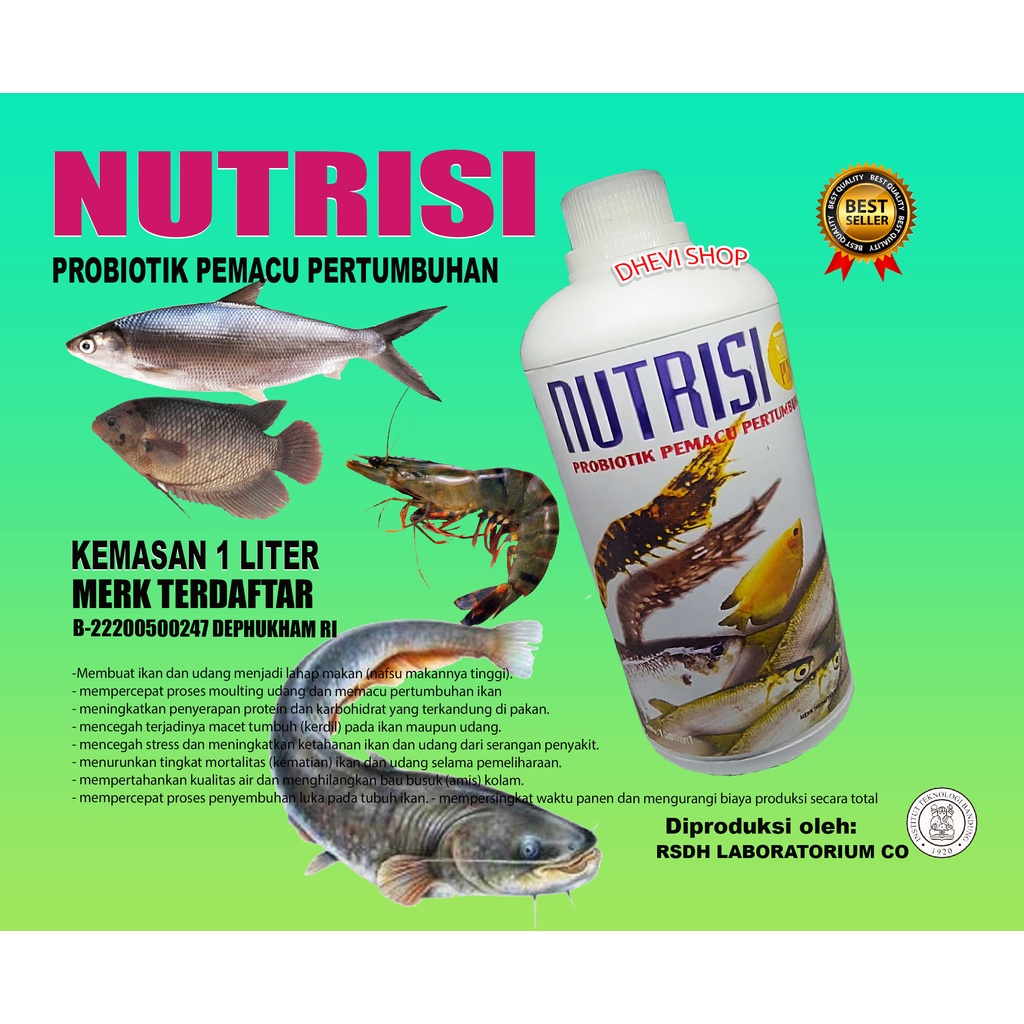 NUTRISI 1 LITER-VITAMIN PENGGEMUK IKAN-PROBIOTIK PEMACU PERTUMBUHAN IKAN-IKAN LELE