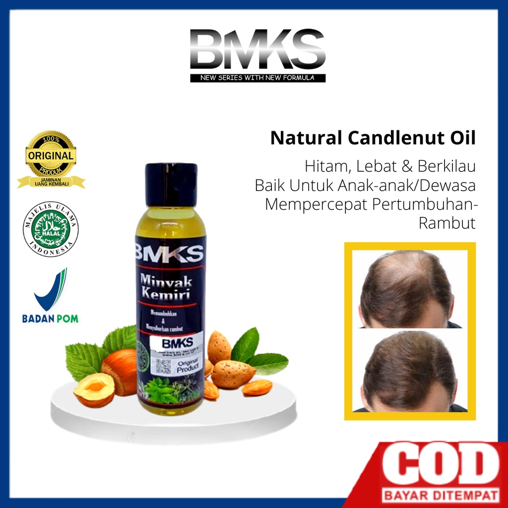 BMKS Minyak Kemiri Pelebat Penumbuh Penghitam Rambut Alis Bulu Mata Ampuh Black Magic Kemiri Natural Candlenut Oil Anak Dewasa Original Bpom