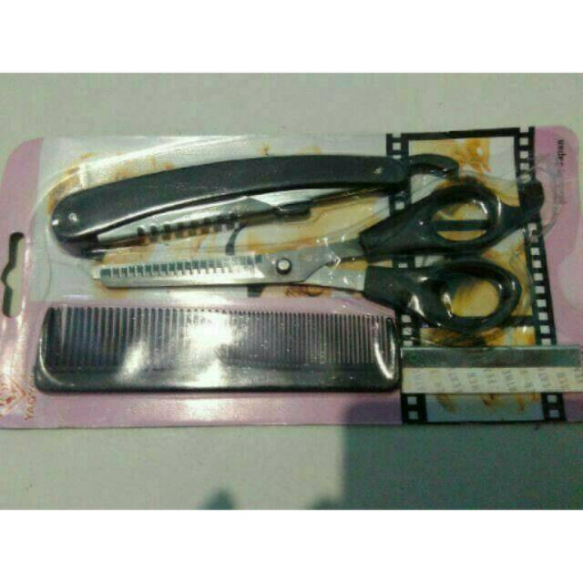 Gunting sasak + pisau cukur + sisir