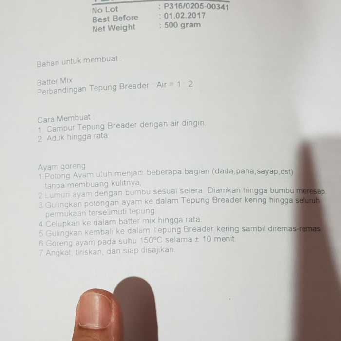 

cs777vv Tepung Kentucky Halal 1Kg Breader Kaiyuk Ukukuk Da01D100