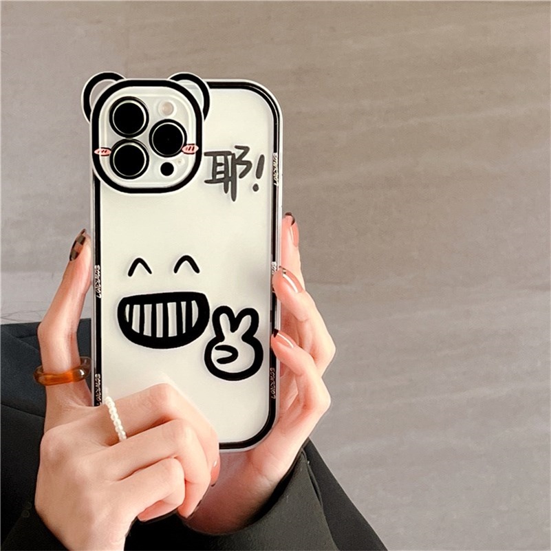 Soft Case Pelindung Penuh Desain Ekspresi Lucu Untuk Compatible for iPhone 14 13 12 11 Pro Max X Xr Xs Max iPhone 8 7 6 6s Plus SE 2020 Funny Expression Clear Mobile Phone Case Full Cover Straight Edge Soft Shell Phone Protective Cover