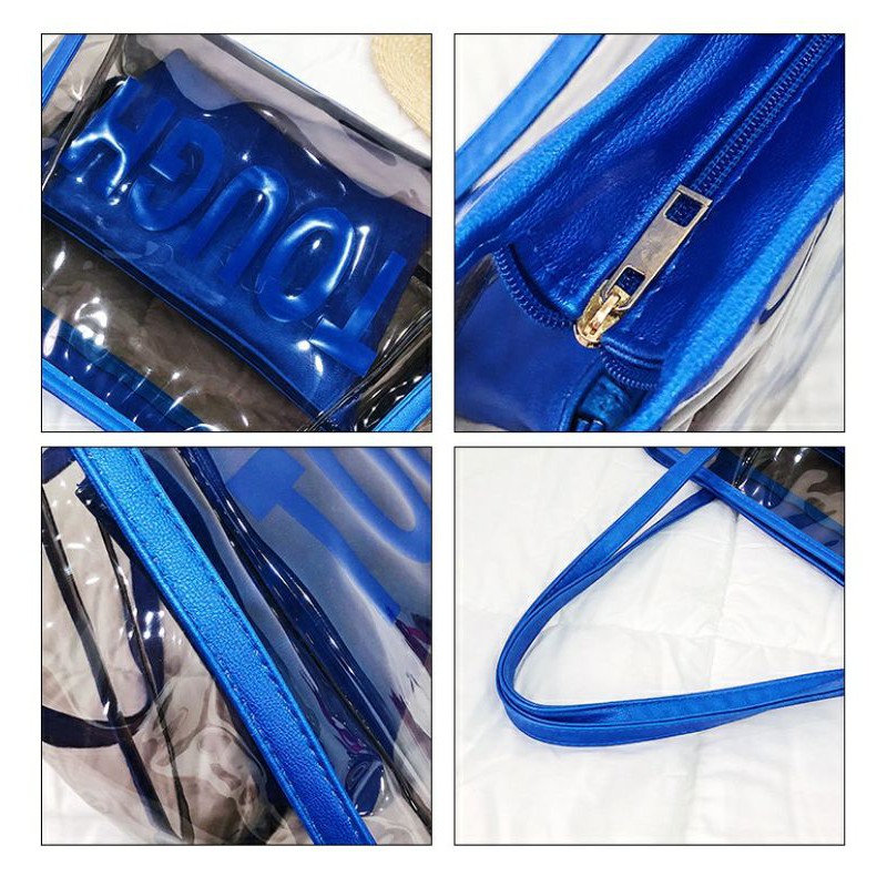 TW1811 Tas Wanita Transparan Totebag Pvc Plastik Keren Fashion Cewek Modis