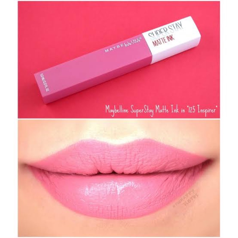 Maybelline Superstay Matte Ink 125 Inspirer - Liquid Long Lasting Waterproof Matte Lipstick Lipcream Make Up Transferproof Tahan 16 Jam