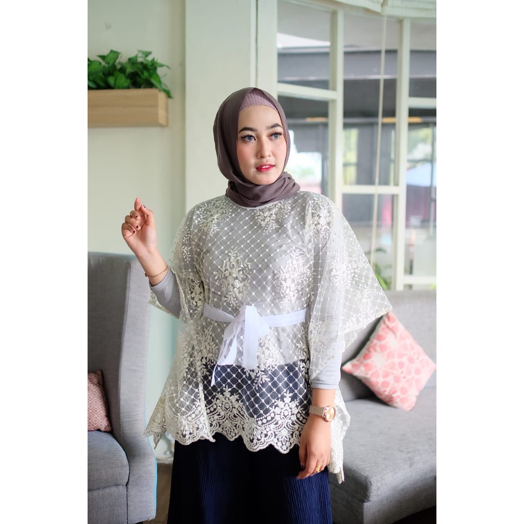 Promo Cornelly Top Batwing kebaya wisuda broklat batwing cassual Blouse brokat kondangan termurah