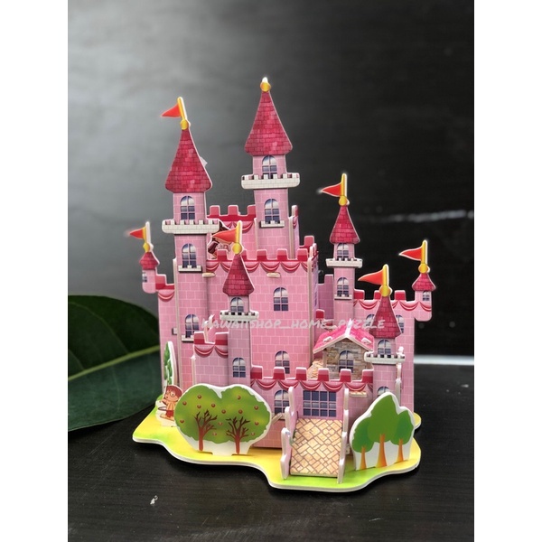 Puzzle 3D DIY bahan foam &amp; paper LITTLE PINK CASTLE mainan puzzle edukasi anak (kado,pajangan,dekora