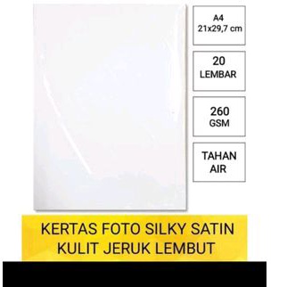 

kertas foto silky satin 260 GSM isi 20 lembar A4 / photo paper kulit jeruk satin