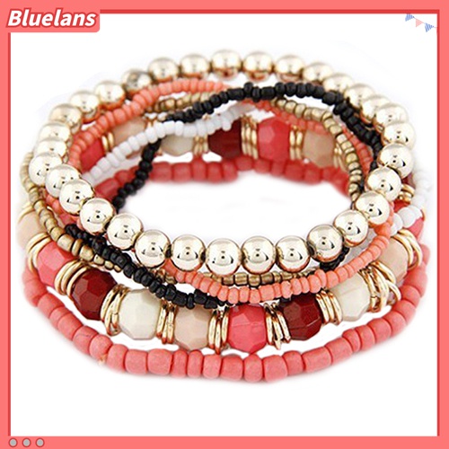 Gelang Bangle Multilayer Bahan Akrilik Aksen Manik-Manik Gaya Bohemia Untuk Wanita