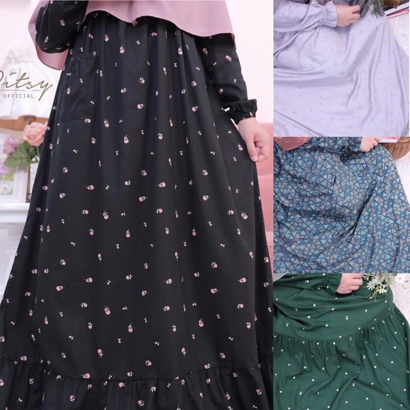 Ditsy Juni’21 - Rosalie Pitchblack (Jumbo) Triangle Seaweed (M) Rainbow Grey (M) Love Pinegreen (S)