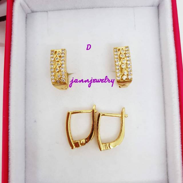 Anting jepit ♡TIN-6♡ permata lapis mas