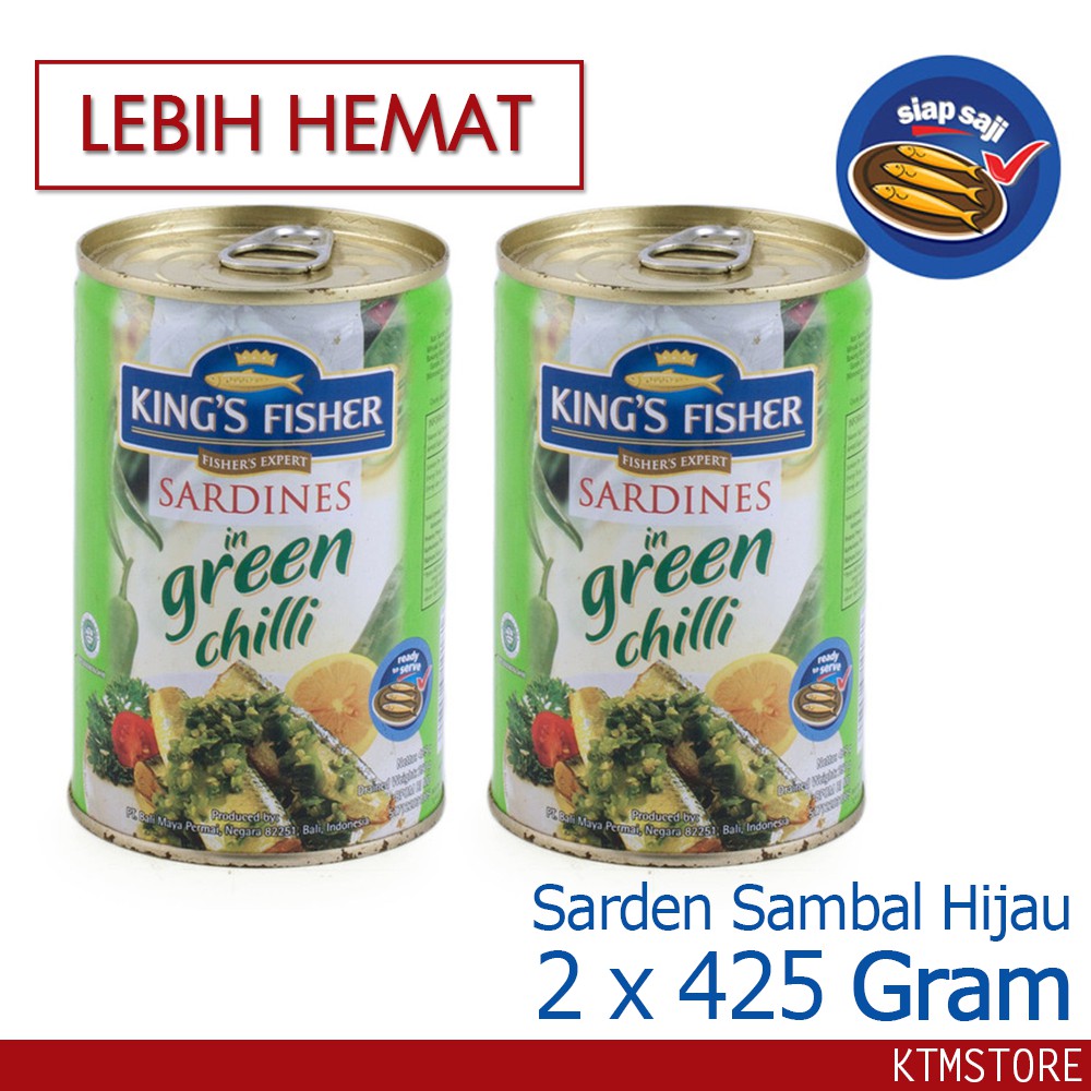 

KtmStore PAKET 2 PCS King's Fisher Sarden Sambal Hijau Makanan Kaleng 425 g