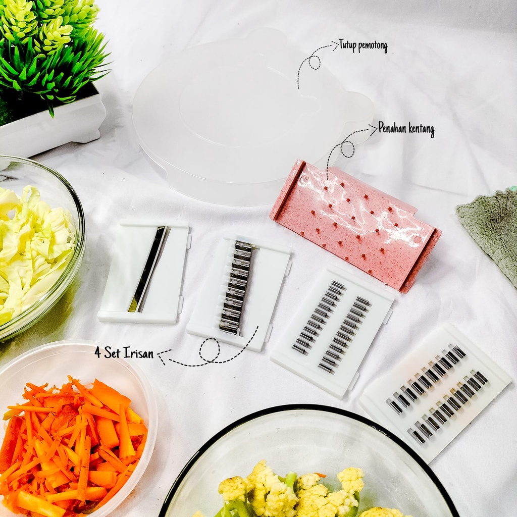 9 in 1 Alat Pemotong Kentang Sayuran Bahan Buah dan Serba Multi Fungsi Pengiris Parutan Nicer Dicer