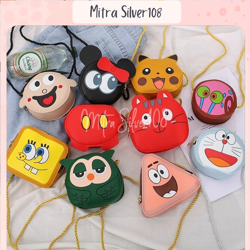 [MS108] TSS 04 - Tas Selempang Anak SlingBag Mini Lucu Motif Karakter Dompet Koin Import