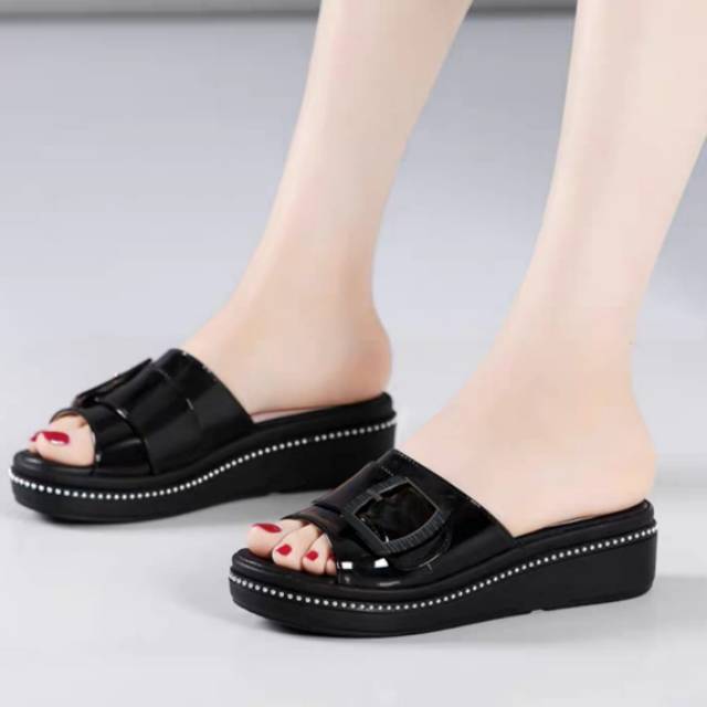 QZ - Talisa Sandal Wedges Spon Gesper Wanita JN 08