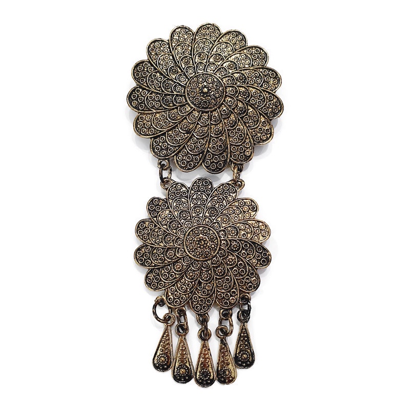 PREMIUM Bros Etnik Kebaya Kutubaru Susun Cantik/Aksesoris Wanita/Bros Tumpuk Tingkat Yogja Jawa Bali-Susun 2 Emas Bakar