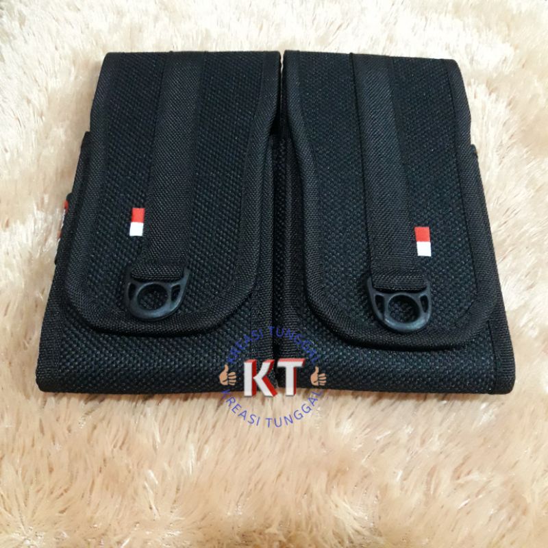sarung hp dobel warrior hitam/tempat hp kanvas