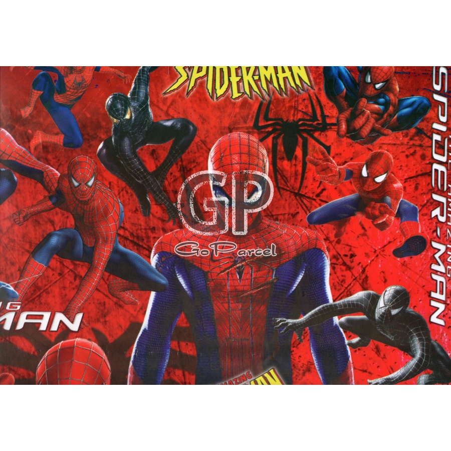 ( 5 Lembar ) KERTAS KADO SR GLOSY - GIFT WRAPPING PAPER SPIDERMAN SUPERHERO AVENGERS CAPTAIN AMERICA HULK