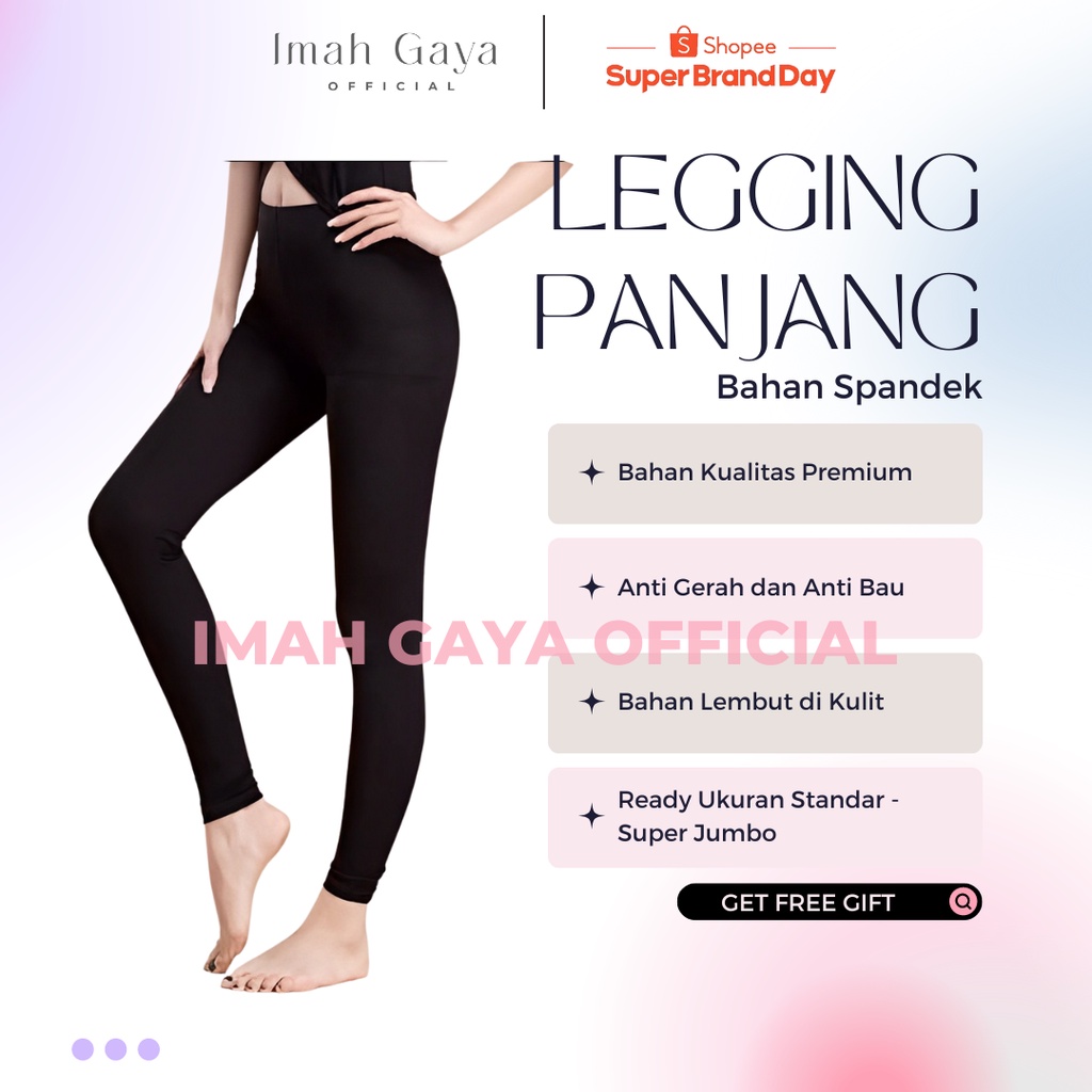 Celana Legging Panjang Spandek Jersey Premium Standar &amp; Jumbo Polos Spandex Legging Panjang Polos