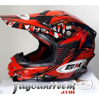 GM Helm FLASH MotoCross | Black Red | Cross Moto Trail