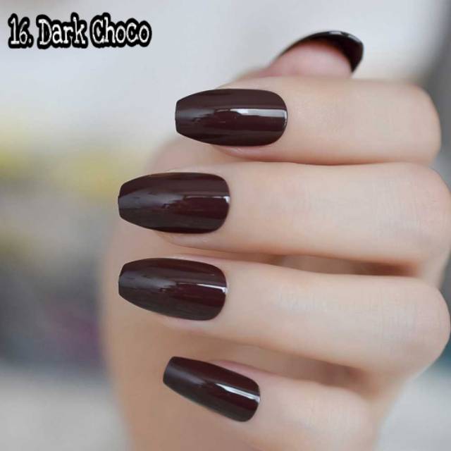 KUKU PALSU FAKE NAILS COFFIN BALERINA GLOSSY STYLE 24PCS BAG 3