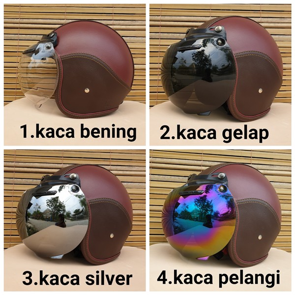 helm bogo dewasa warna coklat burgundy