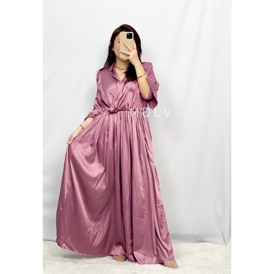 MDLV ~ 08830# Athira Wrap Maxi Dress Gamis Maxi Dress Polos Satin Fashion Muslim Fashion import