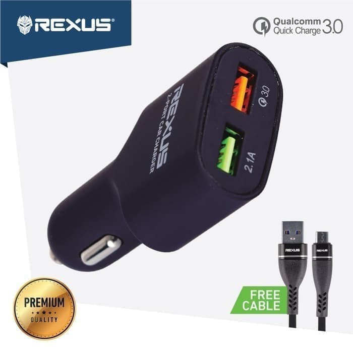 Rexus Car Charger Qualcomm Quick Charge 3.0 CA37 USB 2 Port