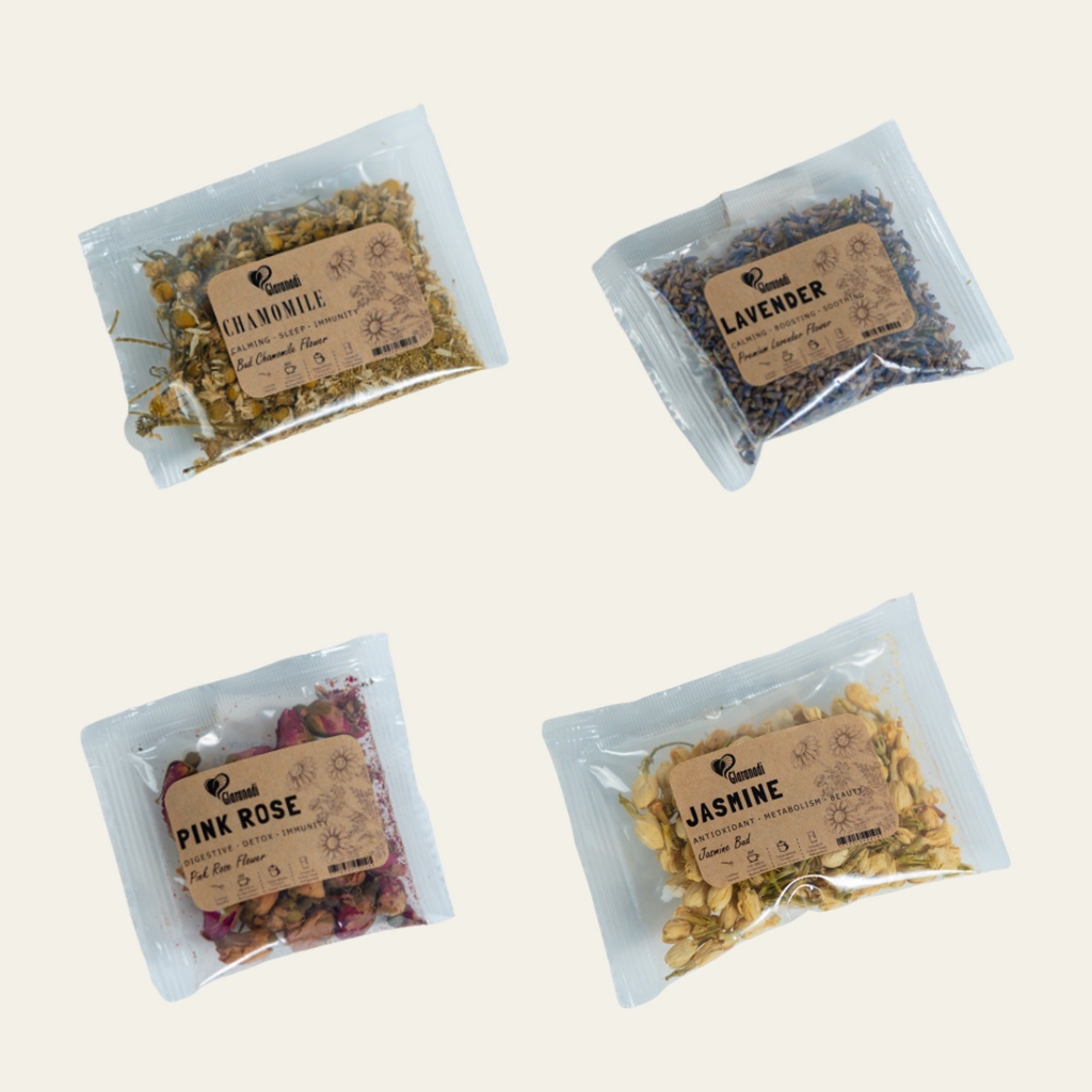 Glaranadi Teasane Teh Bunga Sample 5g Hampers Chamomile Lavender Rose Peppermint Blue Pea