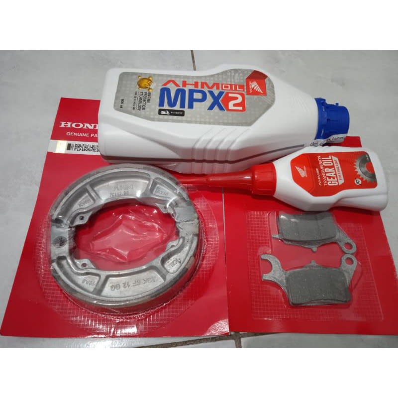 paket set...4 in 1...oli mesin Mpx 2,oli gardan,dispad depan, kampas rem belakang all motor beat