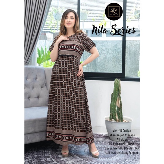 Daster Arab Dlusia NITA SERIES Dress Rayon motif Branded Original By Dlusia