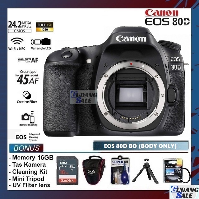 [NEW] KAMERA EOS CANON 80D BODY ONLY (BO) WIFI  - GARANSI 1 TAHUN - CAMERA DSLR 70D 90D 5D 6D