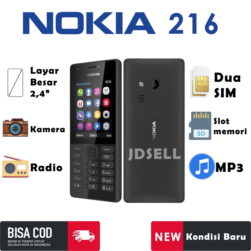 Jual HP Nokia 216 Dual Sim Gsm Bahasa Indonesia | Shopee Indonesia