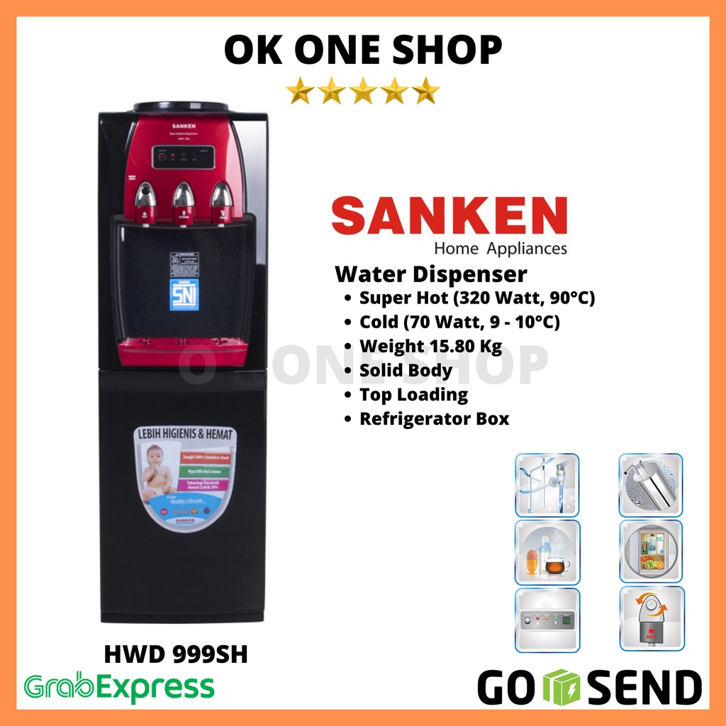 SANKEN Dispenser HWD 999 + KULKAS (bawah)