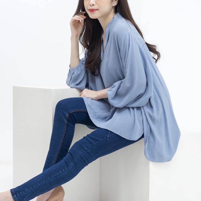 Kemeja Oversize Wanita Crinkle AirfLow Blouse Korean Style Lengan Panjang Baju Atasan Wanita Kekinian