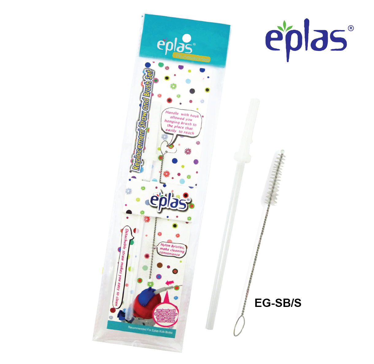 EPLAS Kids Bottle Straw & Brush Set (2pcs), Bottle Accessory, Berus Botol, Tumbler Brush