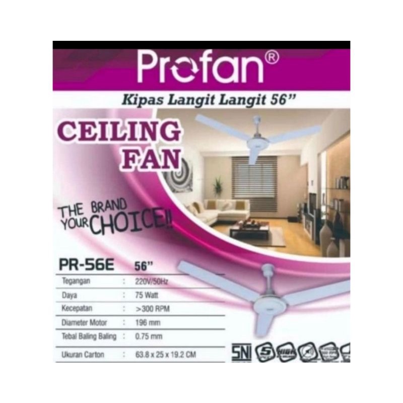 Kipas angin plafon besi 56 inci Ceiling fan Kipad baling baling besi