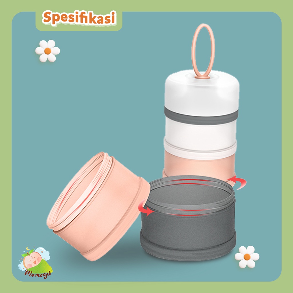 MOMOGII Tempat Susu Bubuk Dispenser 4 Susun