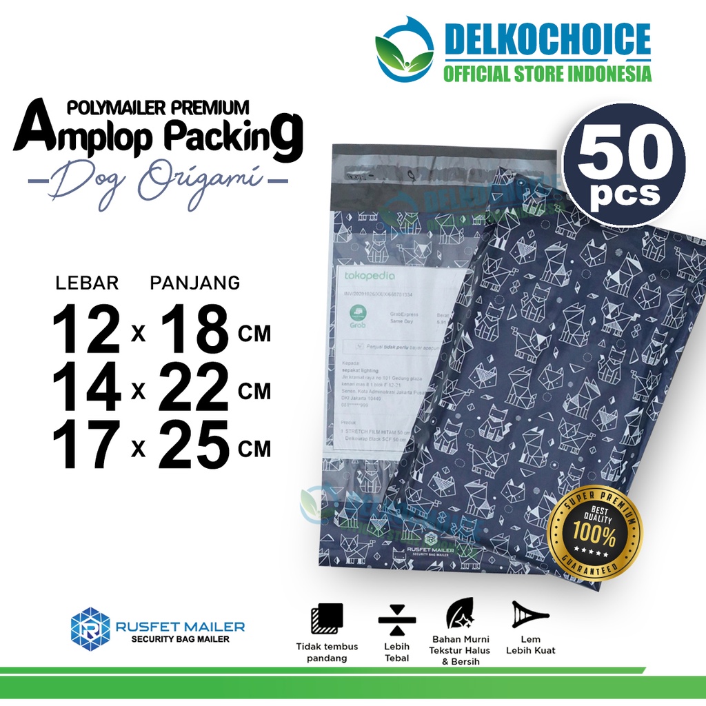 

Polymailer DOG ORIGAMI Amplop Plastik Packing OlShop Polimailer RUSFET PREMIUM PACK